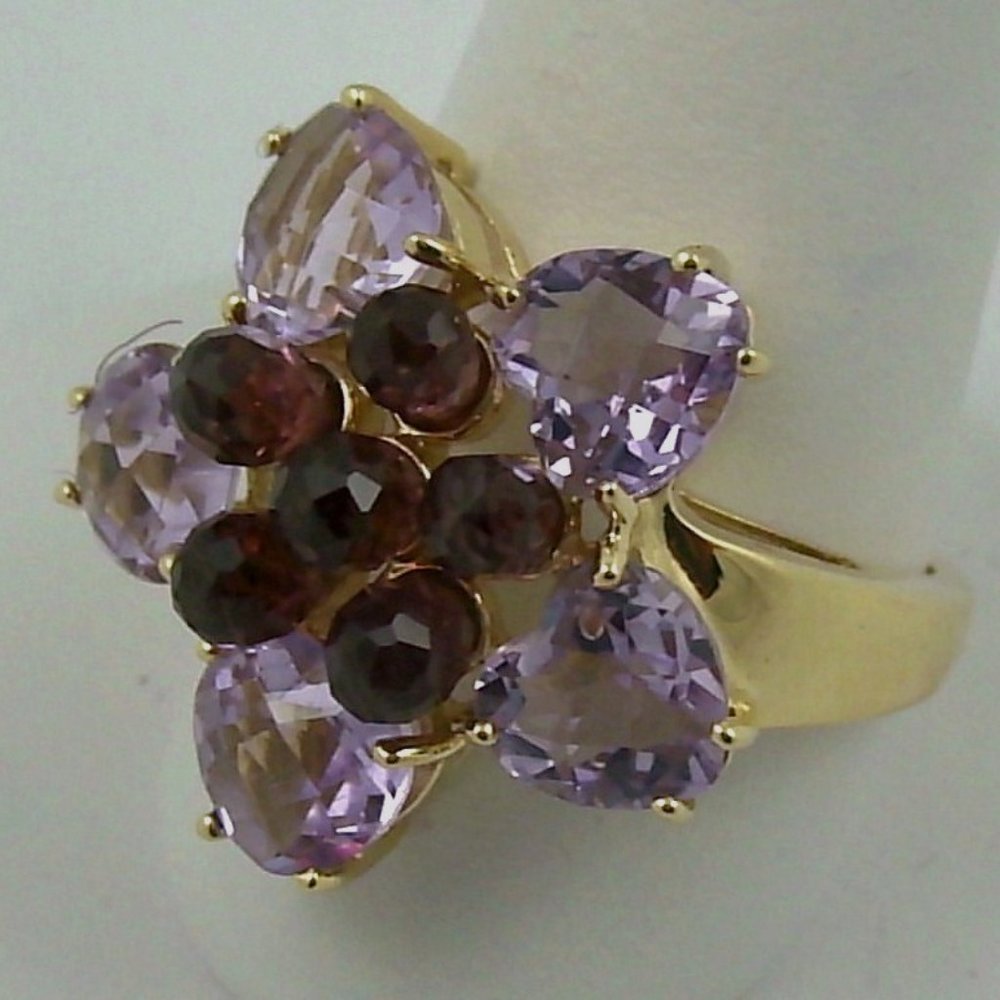 10K Lilac Quartz & Rhodolite 6.04ct Ring